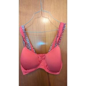 Angelica Women's Coral Color Underwire Bra Size 38DDD Lace Accent EUC